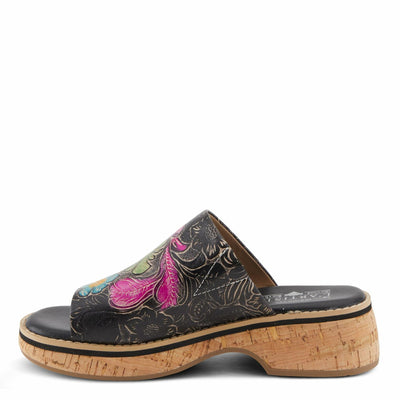 Spring Step L'Artiste Women's ALDINA Hand-Painted Leather Slides with Cushioned Comfort Black Multi EU 37 / US 6.5-7
