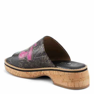 Spring Step L'Artiste Women's ALDINA Hand-Painted Leather Slides with Cushioned Comfort Black Multi EU 37 / US 6.5-7