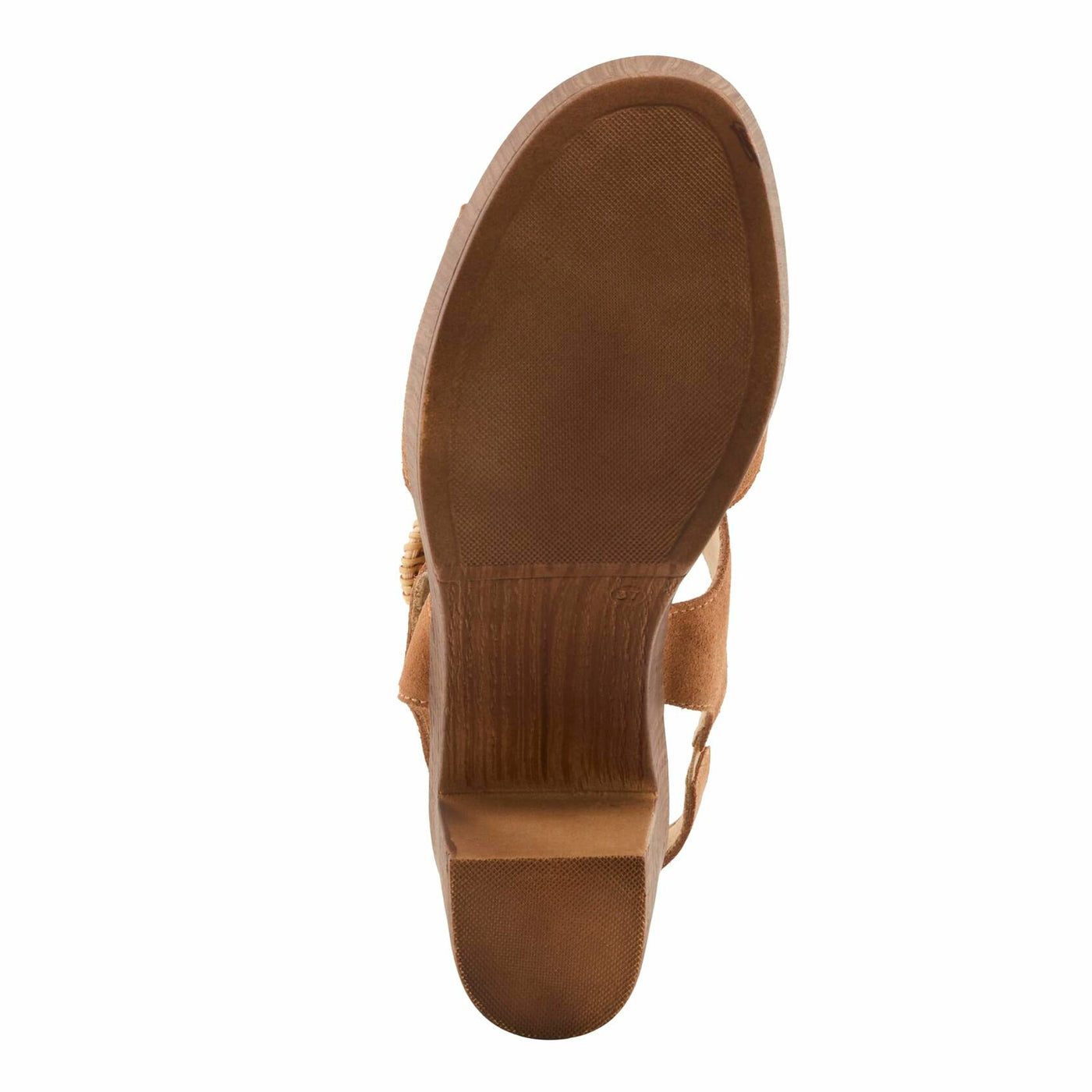 Spring Step Women's Gamona Ankle-Strap Heeled Sandal with Decorative Buckle - Cork Chunky High Heel Tan Suede EU 39/8.5