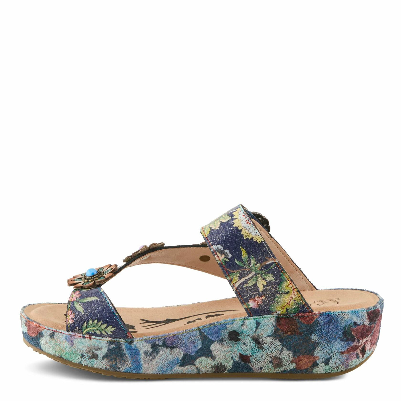 L'Artiste by Spring Step Women's Blissbloom Sandal, Navy Multi, 9