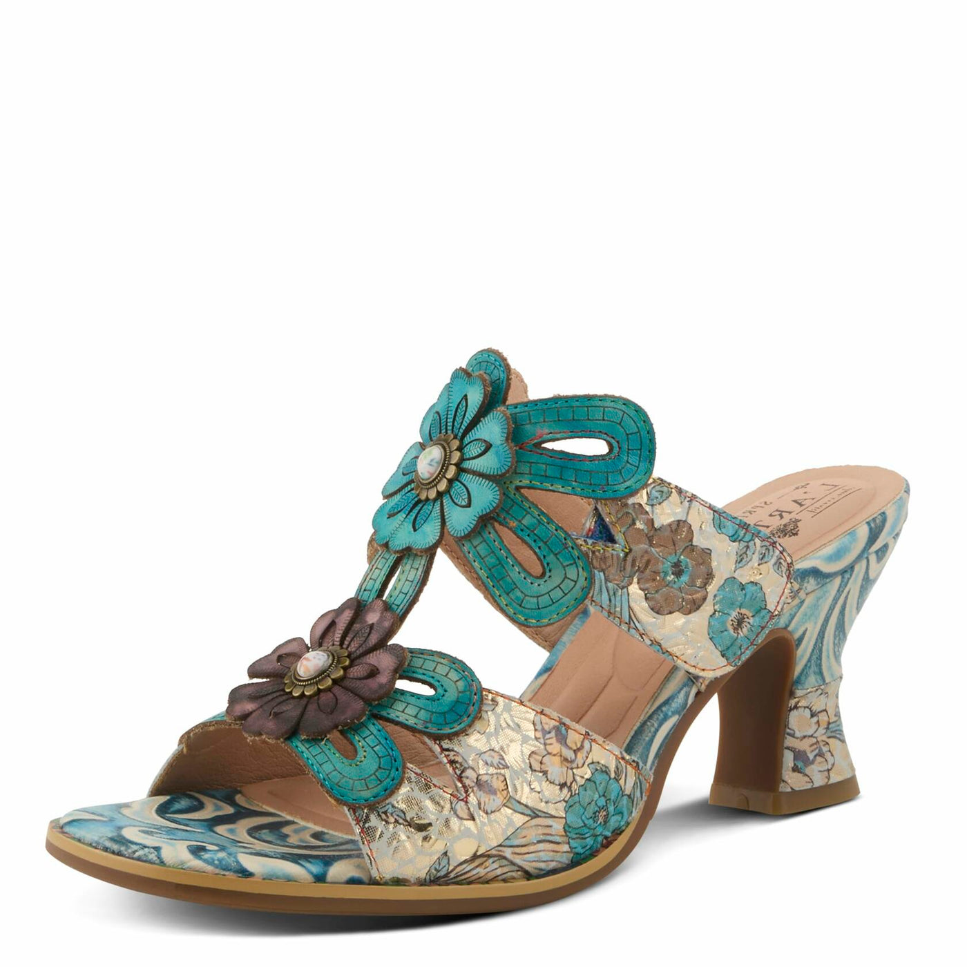 L'Artiste by Spring Step Women's Alania Sandal, Turquoise Multi, 9.5-10