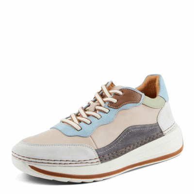 Spring Step Women's Booker Sneakers with Premium Leathers, Geometric Pattern, and Removable Insoles Blush Multi EU 37 / US 6.5-7