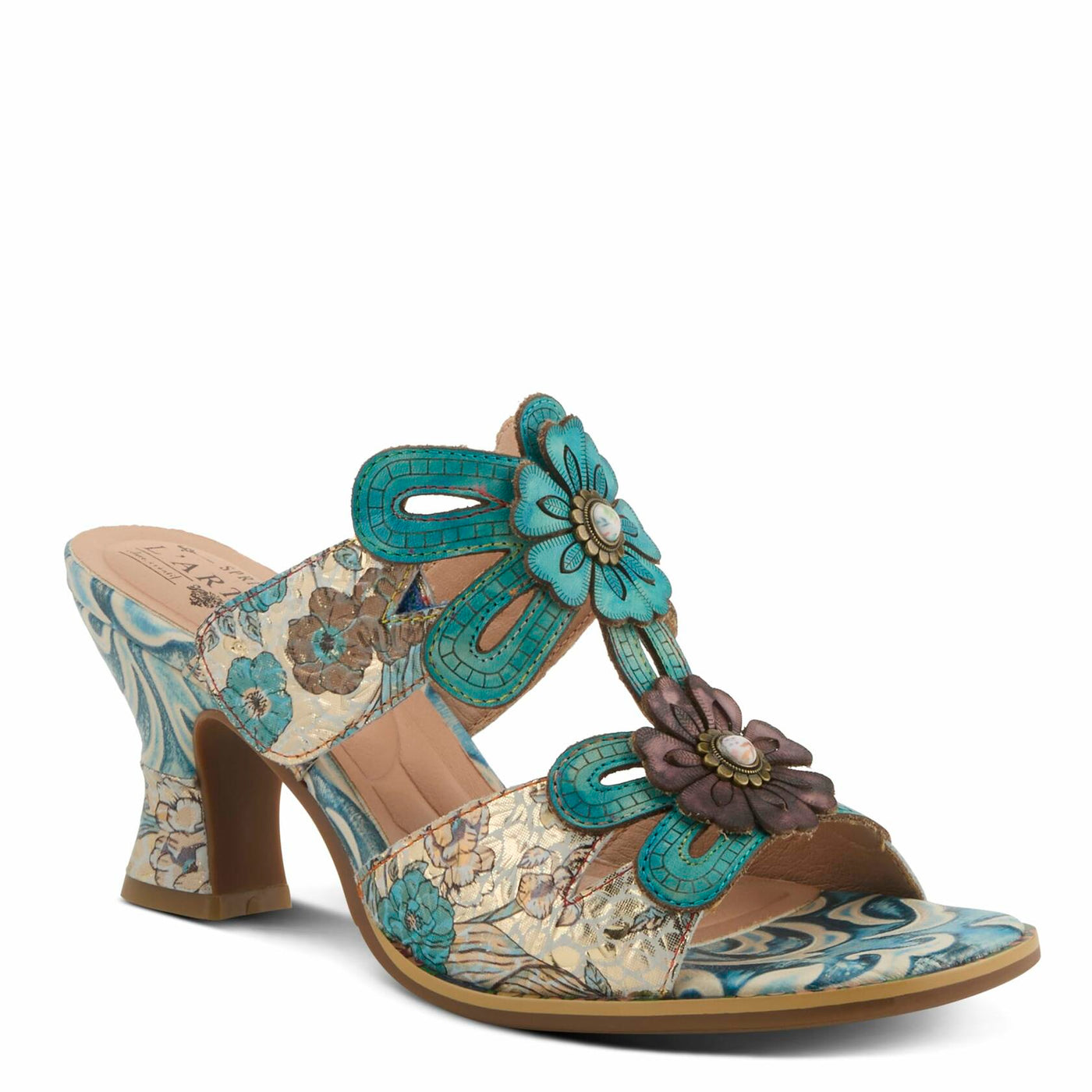 L'Artiste by Spring Step Women's Alania Sandal, Turquoise Multi, 9.5-10