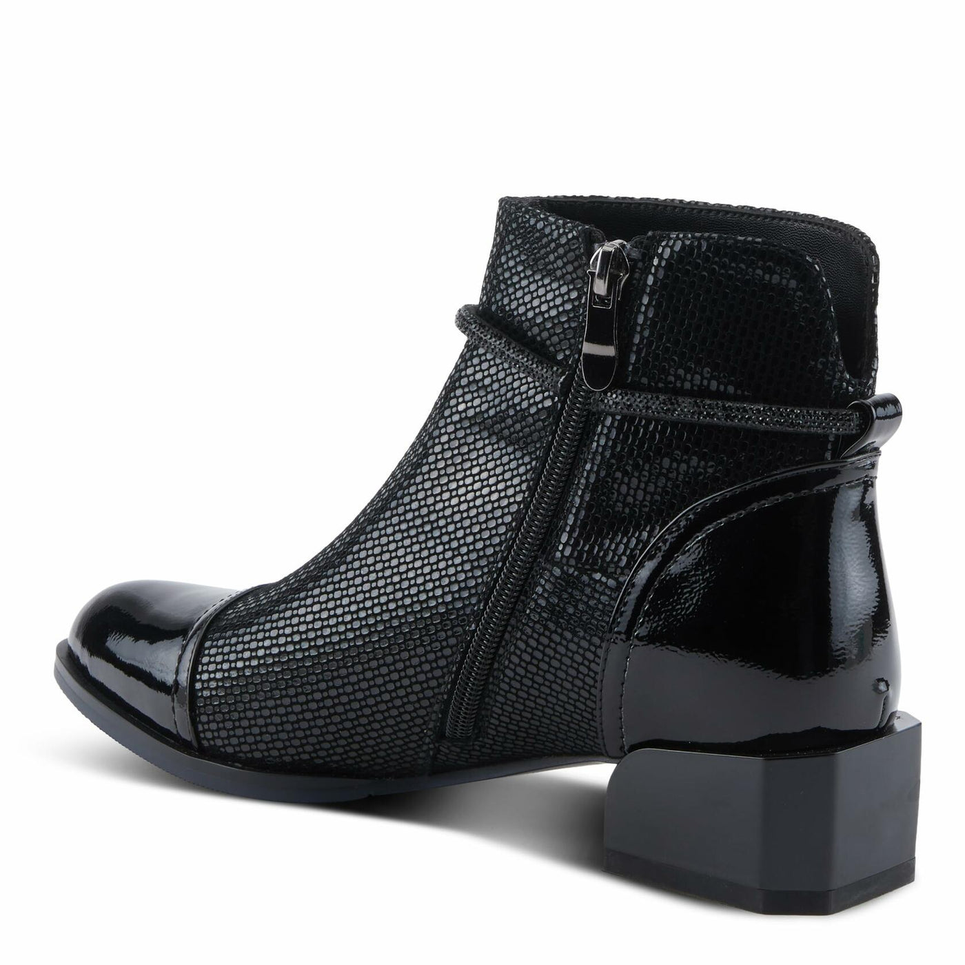 Azura Women's SHELBI Fashionable Leather Booties with Buckle Detail, Side Zipper, and Low Heel Black Patent EU 39 / US 8.5