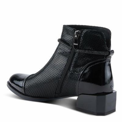 Azura Women's SHELBI Fashionable Leather Booties with Buckle Detail, Side Zipper, and Low Heel Black Patent EU 39 / US 8.5