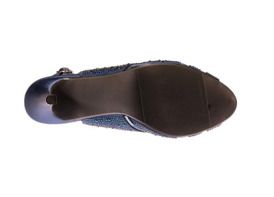 Lady Couture Adore Mid Heel Rhinestone Slingback, Navy, 13