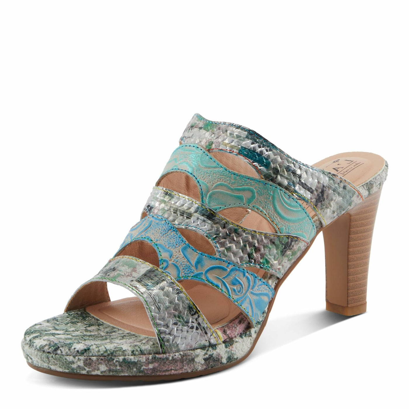L'Artiste by Spring Step Women's Aurielle Sandal, Mint Multi, 9.5-10