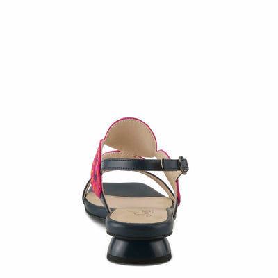 Azura Women's BROIDER Buckle Sandals - Leather Upper, Cushioned Footbed, Adjustable Slingback NAVY MULTI EU 39 / US 8.5