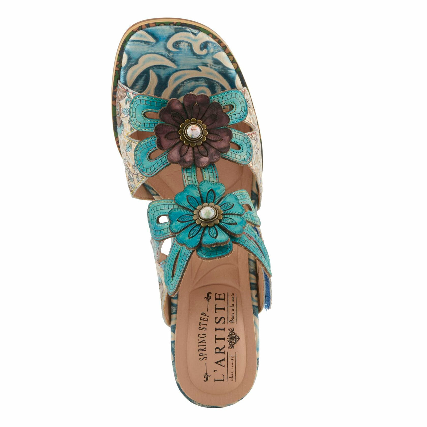 L'Artiste by Spring Step Women's Alania Sandal, Turquoise Multi, 9.5-10
