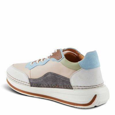 Spring Step Women's Booker Sneakers with Premium Leathers, Geometric Pattern, and Removable Insoles Blush Multi EU 37 / US 6.5-7