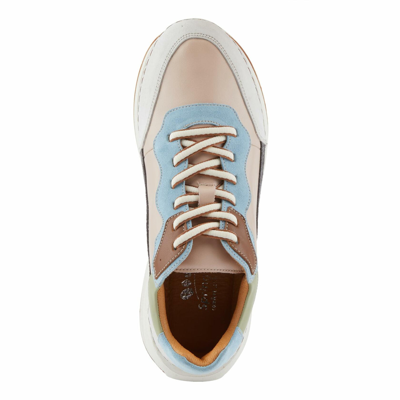 Spring Step Women's Booker Sneakers with Premium Leathers, Geometric Pattern, and Removable Insoles Blush Multi EU 37 / US 6.5-7