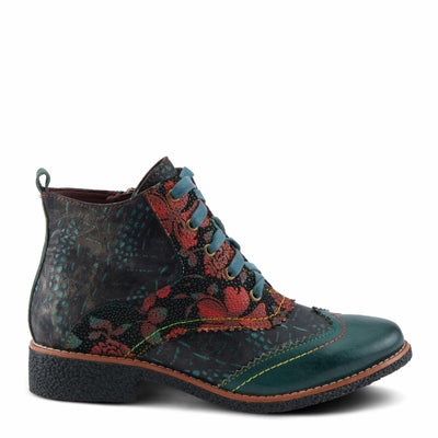 Spring Step L'Artiste Muggianahi Women's Oxford Bootie - Metallic Print, Textured Pin Dots, Fashion-Forward & Comfortable Green Multi EU 36 / US 5.5-6