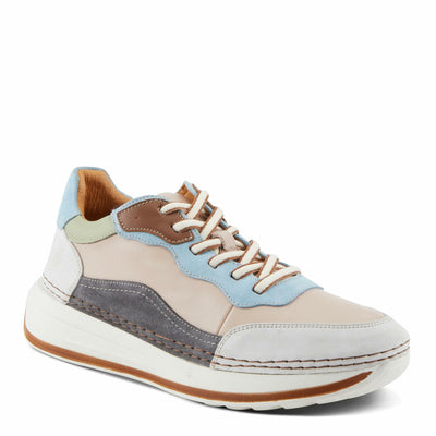 Spring Step Women's Booker Sneakers with Premium Leathers, Geometric Pattern, and Removable Insoles Blush Multi EU 37 / US 6.5-7