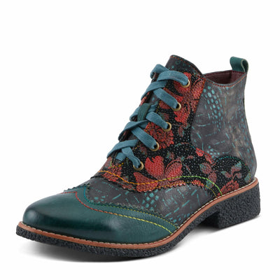 Spring Step L'Artiste Muggianahi Women's Oxford Bootie - Metallic Print, Textured Pin Dots, Fashion-Forward & Comfortable Green Multi EU 36 / US 5.5-6