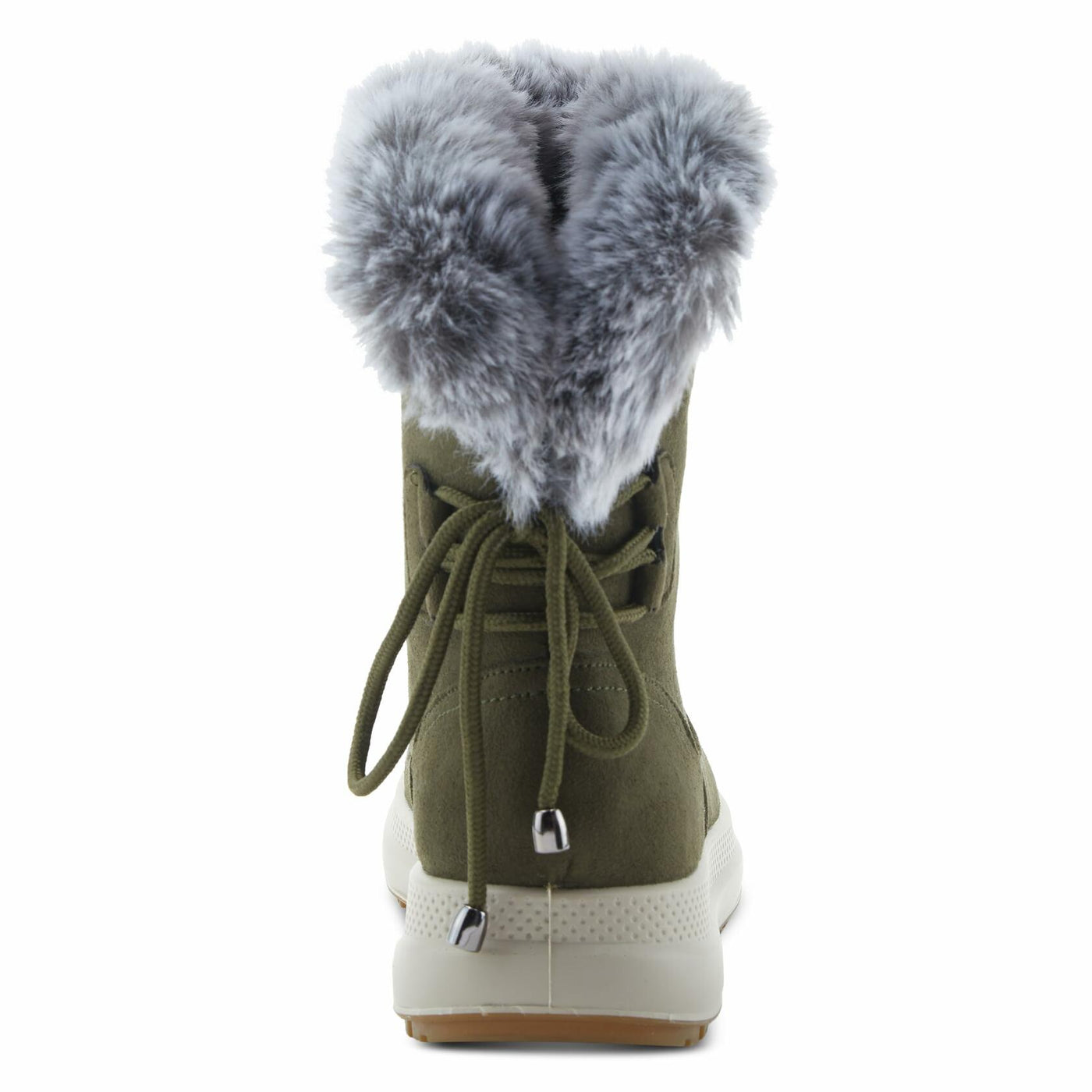 Flexus Snowbird Mid-Calf Boot - Waterproof Microsuede Upper Faux Fur Lining - Slip-On Padded Insole Flexible Polyurethane Outsole 1.5" Heel Cozy Winter Bootie Olive Green EU 42 / US 10.5-11
