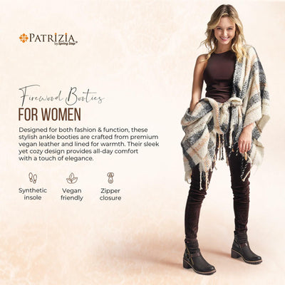 PATRIZIA Spring Step Firewood Booties for Women - Ladies Ankle Boots with Zipper Closure - Vegan Leather Womens Boots for Outdoor - Chocolate Brown EU 39 / US 8.5