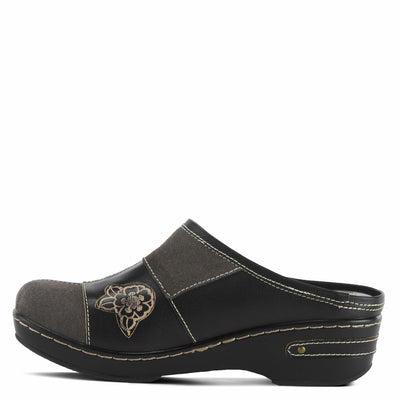 Spring Step L'Artiste Women's Woodside Leather Open Back Clog Black Multi EU 39 / US 8.5