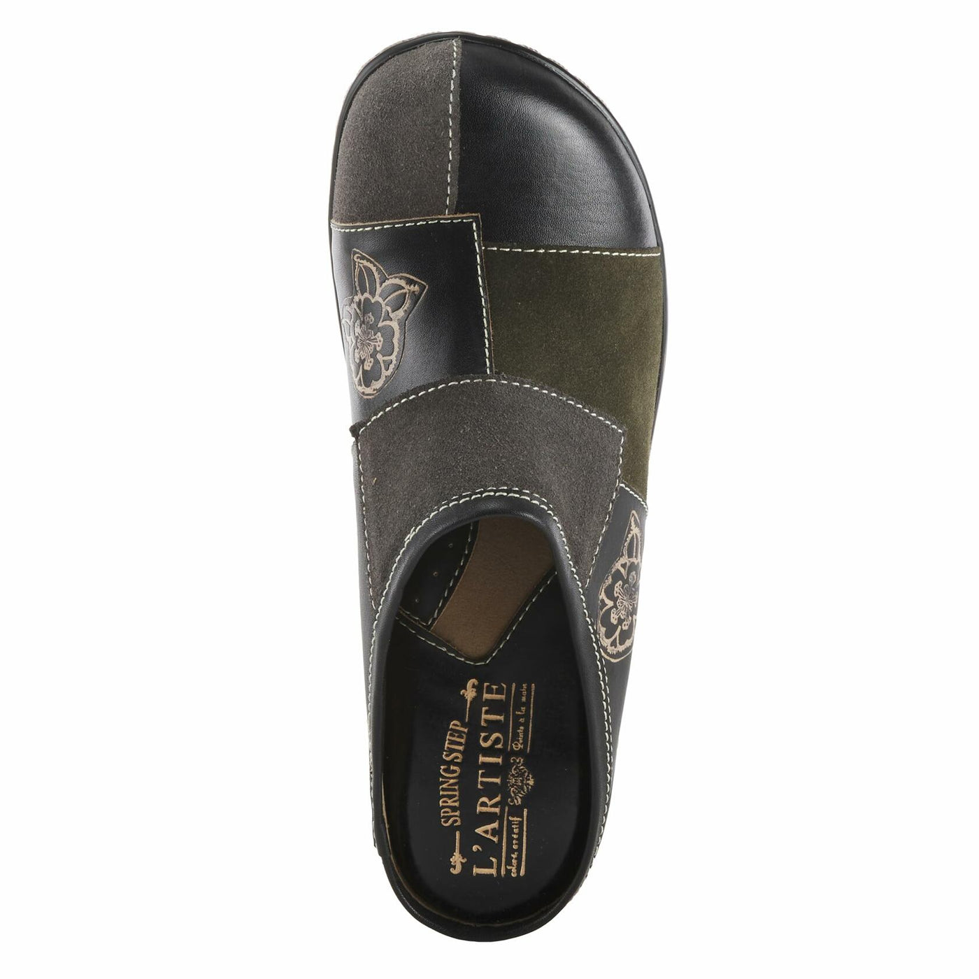 Spring Step L'Artiste Women's Woodside Leather Open Back Clog Black Multi EU 39 / US 8.5