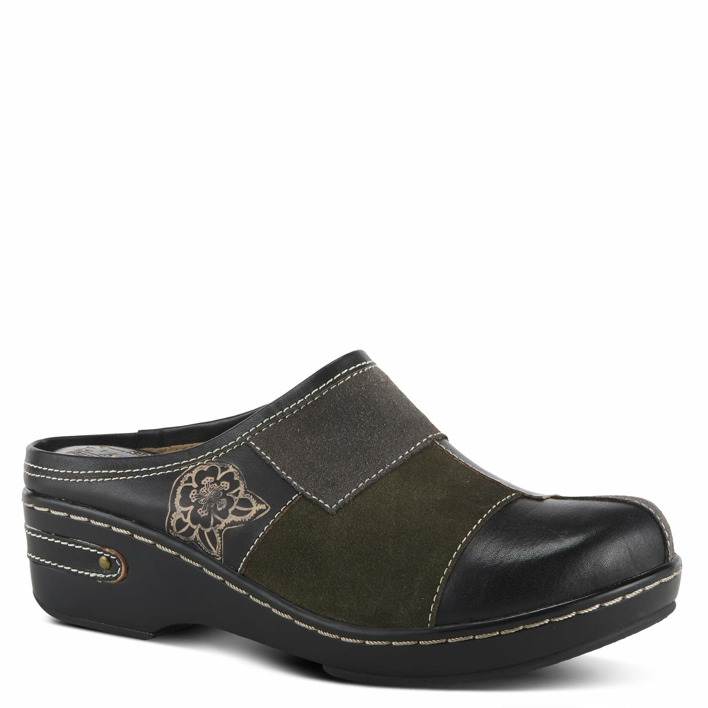 Spring Step L'Artiste Women's Woodside Leather Open Back Clog Black Multi EU 39 / US 8.5