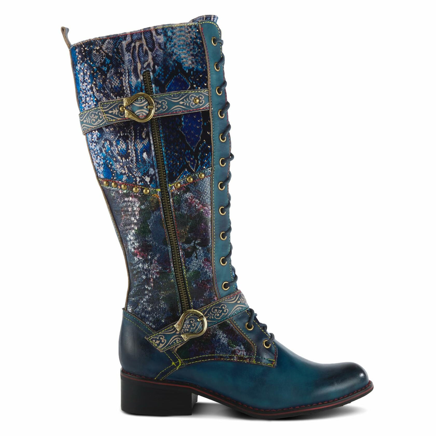 Spring Step L'Artiste Women's Vaneyck Leather Tall Boot Blue Multi EU 40 / US 9