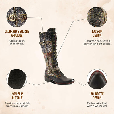 Spring Step L'Artiste Women's Vaneyck Leather Tall Boot Black Multi EU 40 / US 9