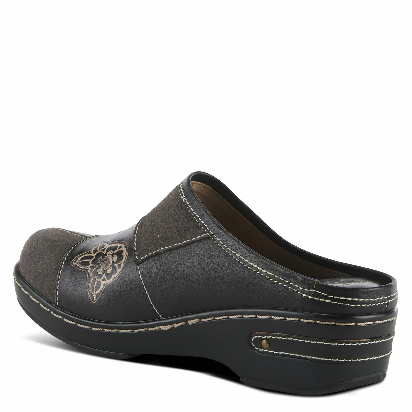 Spring Step L'Artiste Women's Woodside Leather Open Back Clog Black Multi EU 39 / US 8.5