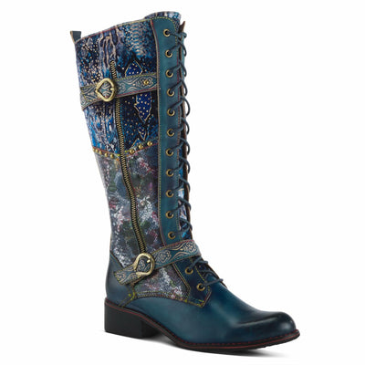 Spring Step L'Artiste Women's Vaneyck Leather Tall Boot Blue Multi EU 40 / US 9