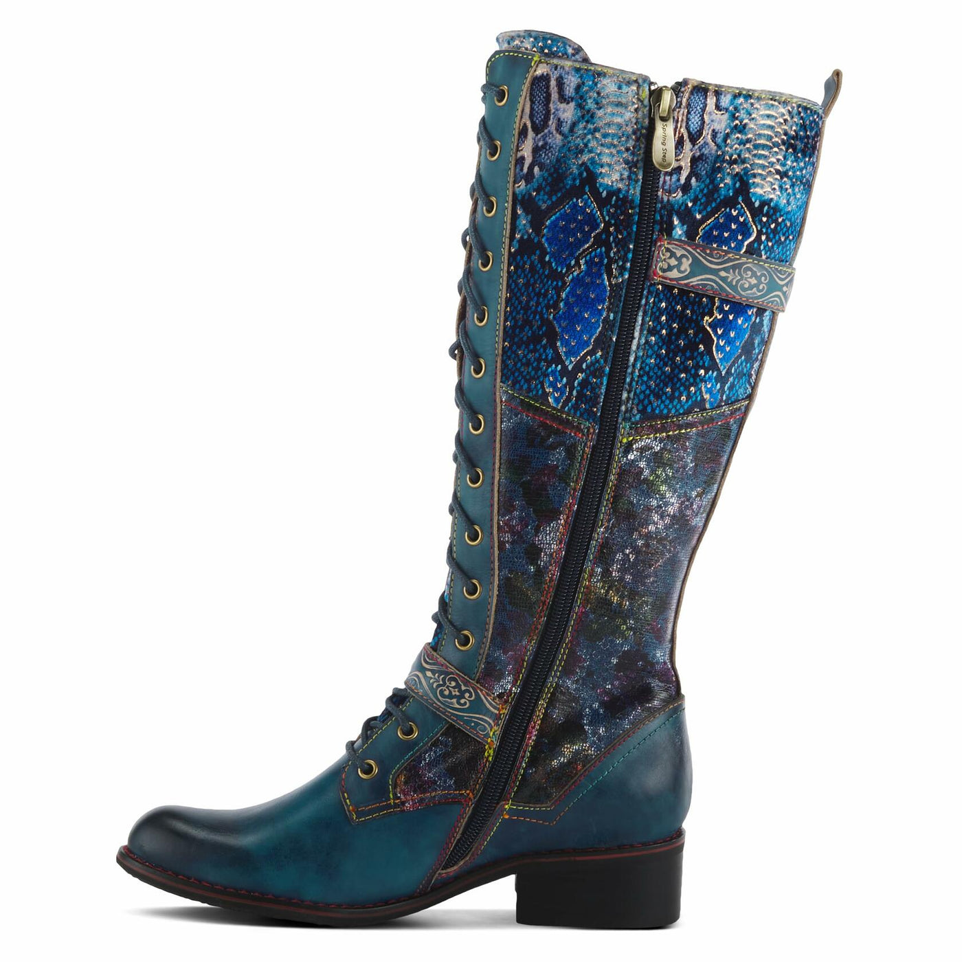 Spring Step L'Artiste Women's Vaneyck Leather Tall Boot Blue Multi EU 40 / US 9