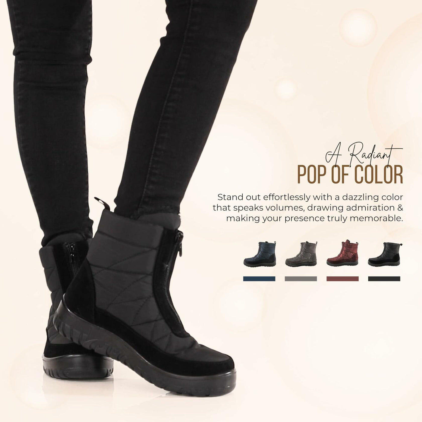 Flexus Spring Step Lakeeffect Boots for Women - Waterproof Ladies Boots with Front Zipper Closure - Women's Snow Boots for Winter - Grey EU 39 / US 8.5