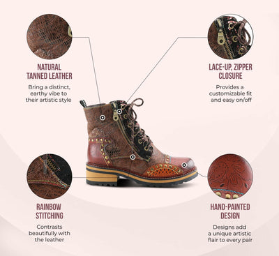 L'Artiste Rugup Leather Combination Booties for Women | Low Heel Ankle Boots for Women with Lace Up and Zipper Closure and Faux Fur Lining SLATE MULTI EU 38 / US 7.5-8