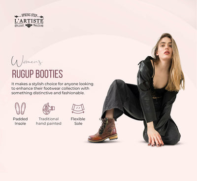 L'Artiste Rugup Leather Combination Booties for Women | Low Heel Ankle Boots for Women with Lace Up and Zipper Closure and Faux Fur Lining SLATE MULTI EU 40 / US 9