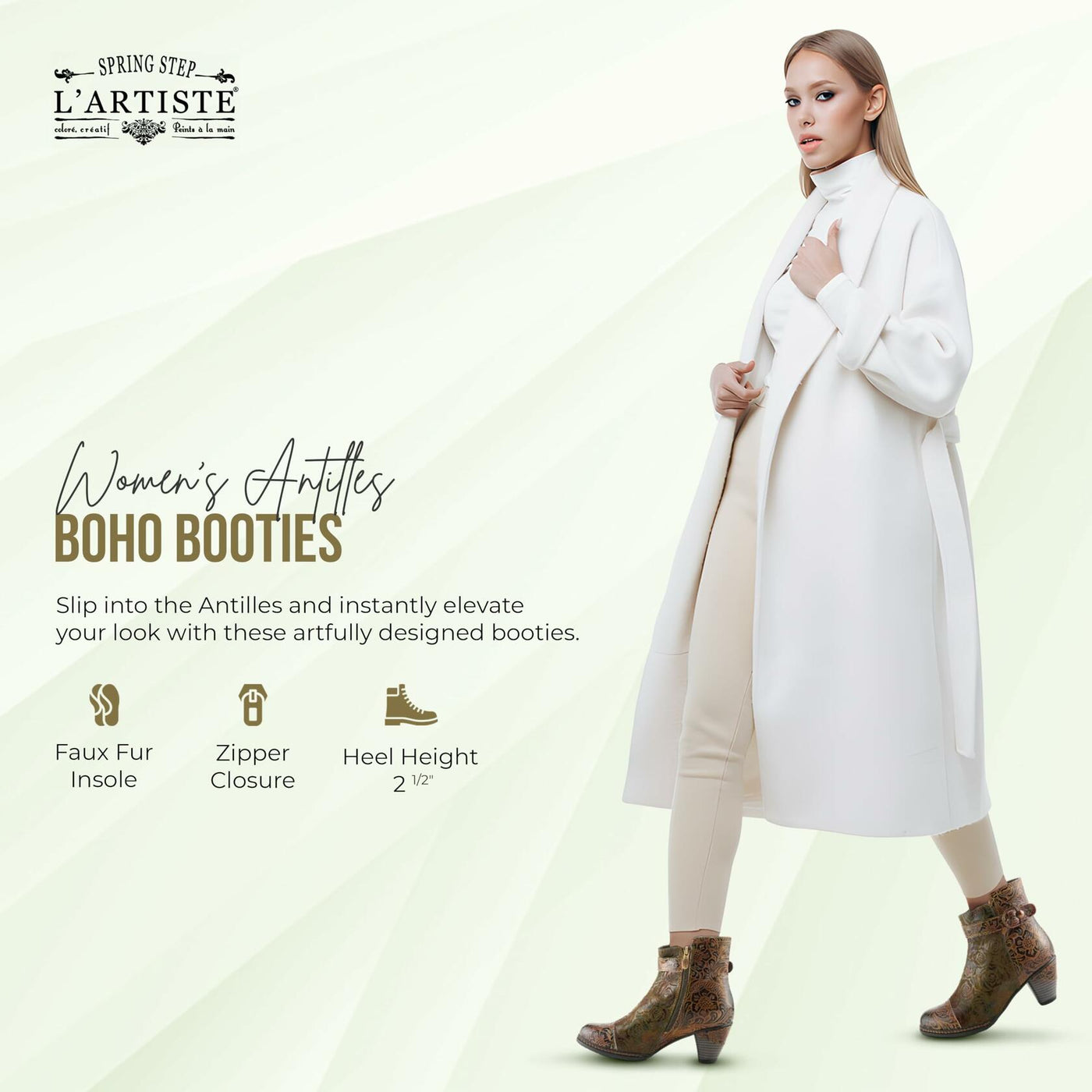 L'Artiste by Spring Step Women's Antilles Boho Booties, Camel, 8