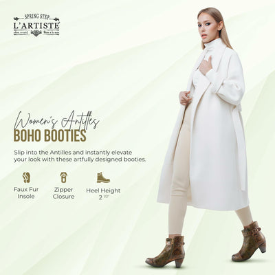 L'Artiste by Spring Step Women's Antilles Boho Booties, Camel, 8