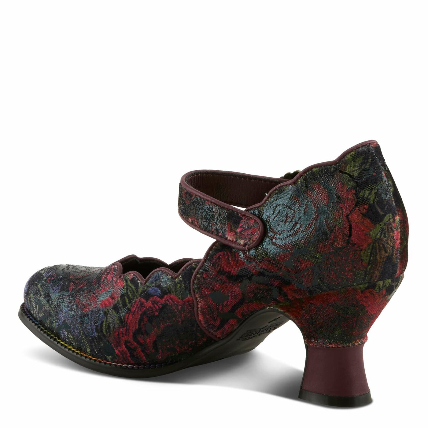 Spring Step L'Artiste Adodora-Prit Mary Jane Pumps | Baroque-Inspired Velvet & Leather Heels Plum Multi EU 39 / US 8.5