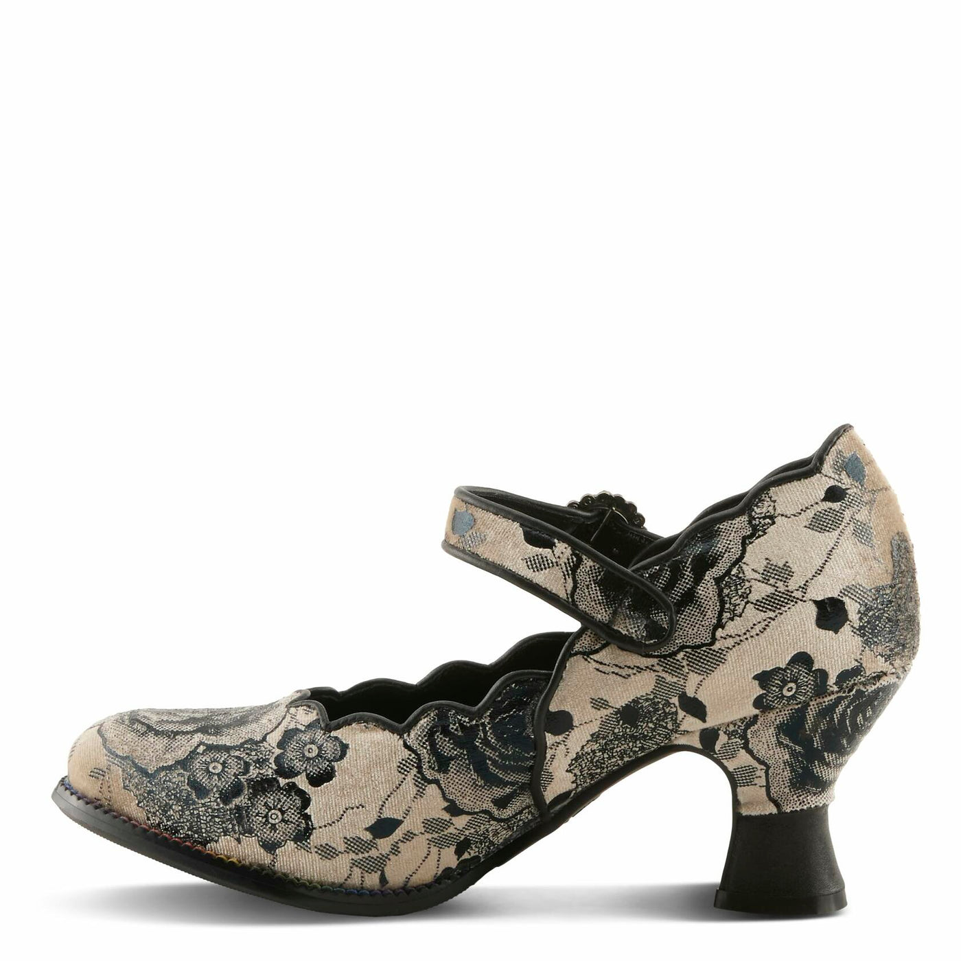 Spring Step L'Artiste Adodora-Prit Mary Jane Pumps | Baroque-Inspired Velvet & Leather Heels Black Multi EU 41 / US 9.5-10
