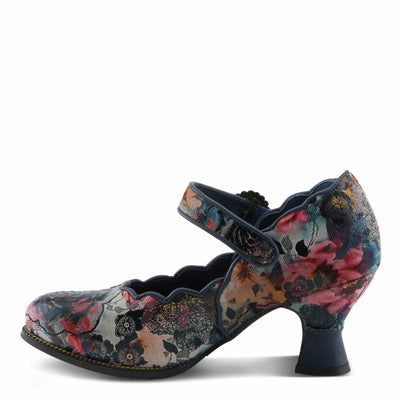 Spring Step L'Artiste Adodora-Prit Mary Jane Pumps | Baroque-Inspired Velvet & Leather Heels NAVY MULTI EU 39 / US 8.5