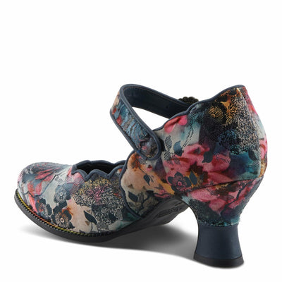 Spring Step L'Artiste Adodora-Prit Mary Jane Pumps | Baroque-Inspired Velvet & Leather Heels NAVY MULTI EU 38 / US 7.5-8