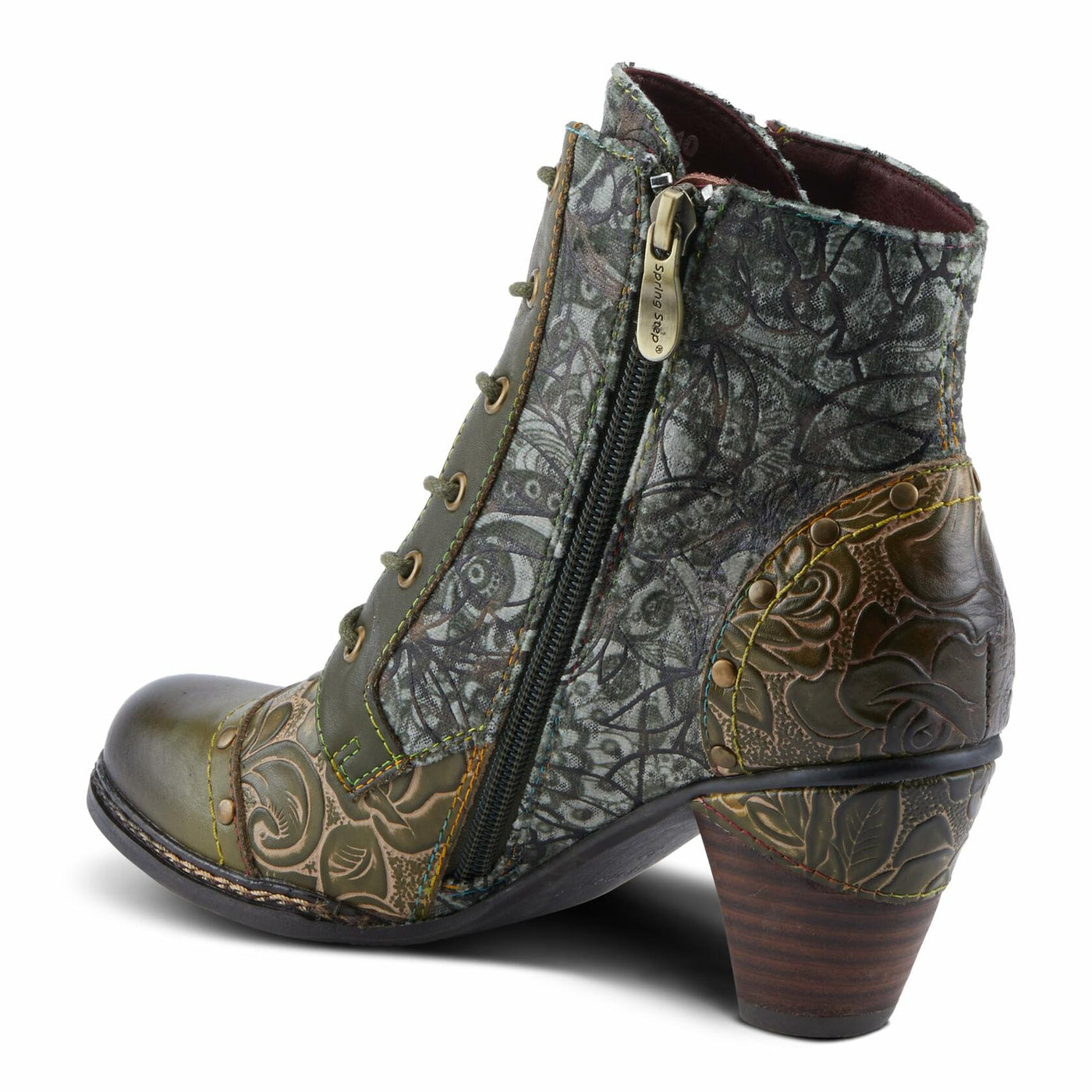 Spring Step L'Artiste Avyanna Women's Floral Velvet Bootie - Romantic Vibe, Glamorous Ankle Boots for Date Nights Olive Multi EU 39 / US 8.5