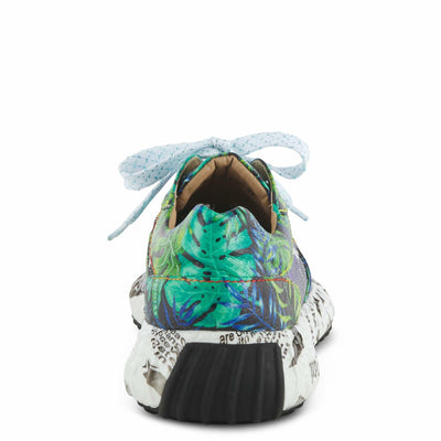 L'Artiste Women's Zingy Lace-Up Fashion Sneakers – Embroidered Leather Casual Sneakers with Adjustable Comfort Fit Green Multi EU 39/8.5