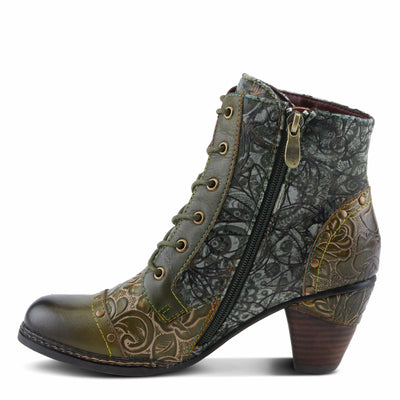 Spring Step L'Artiste Avyanna Women's Floral Velvet Bootie - Romantic Vibe, Glamorous Ankle Boots for Date Nights Olive Multi EU 39 / US 8.5