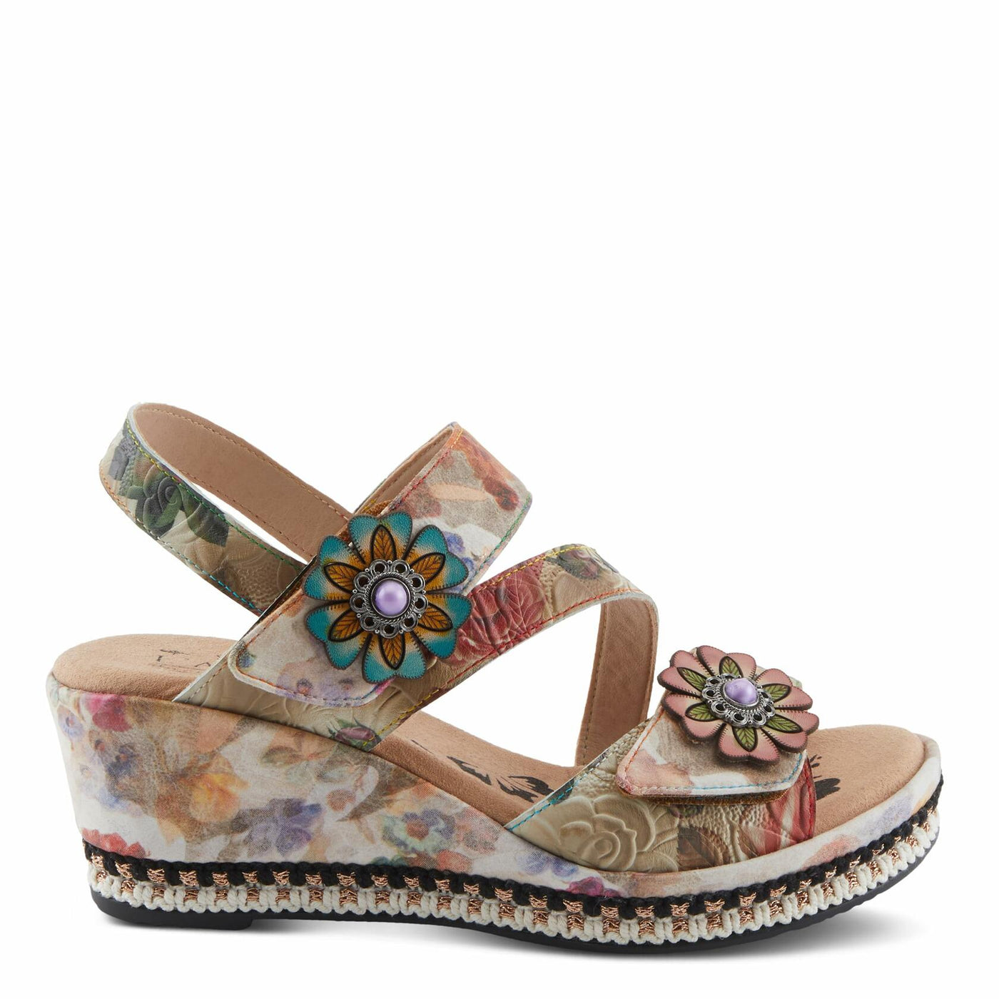 L'Artiste by Spring Step Women's Blissful Sandal, Beige Multi, 8.5