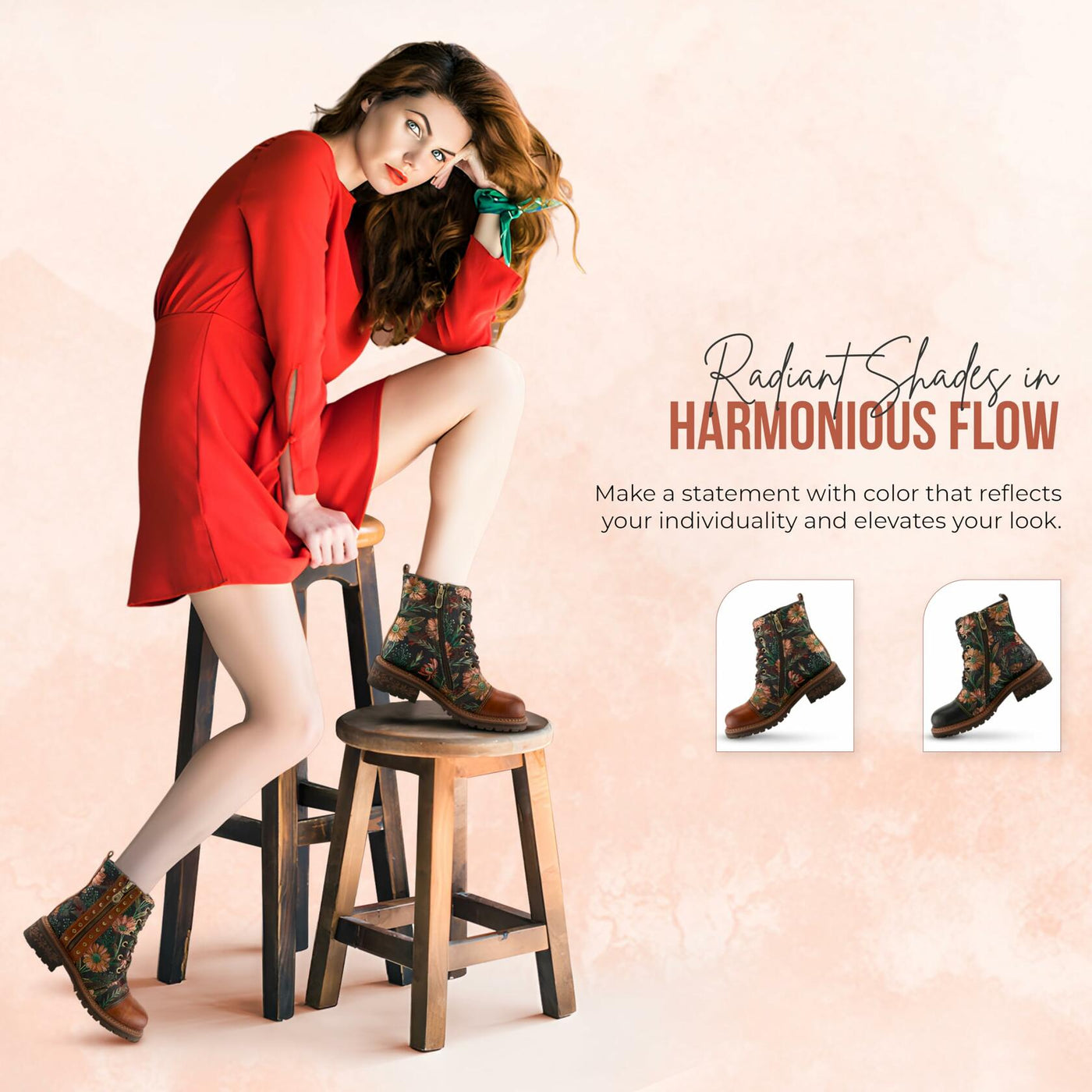 Spring Step L'Artiste Cordea Booties | Embroidered Leather Ankle Boots with Studded Details CAMEL MULTI EU 37 / US 6.5-7