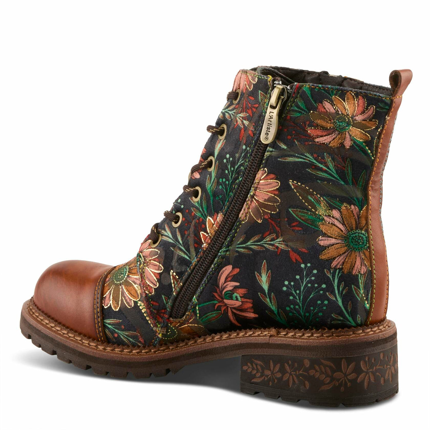 Spring Step L'Artiste Cordea Booties | Embroidered Leather Ankle Boots with Studded Details CAMEL MULTI EU 37 / US 6.5-7