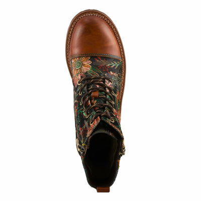 Spring Step L'Artiste Cordea Booties | Embroidered Leather Ankle Boots with Studded Details CAMEL MULTI EU 37 / US 6.5-7