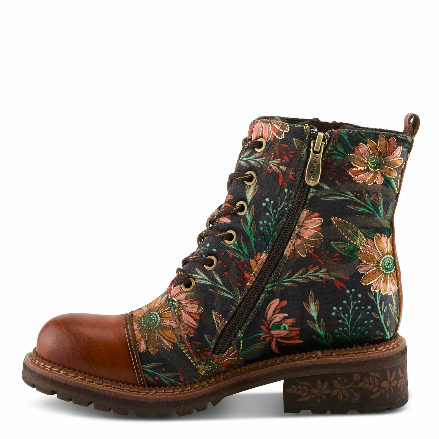 Spring Step L'Artiste Cordea Booties | Embroidered Leather Ankle Boots with Studded Details CAMEL MULTI EU 37 / US 6.5-7