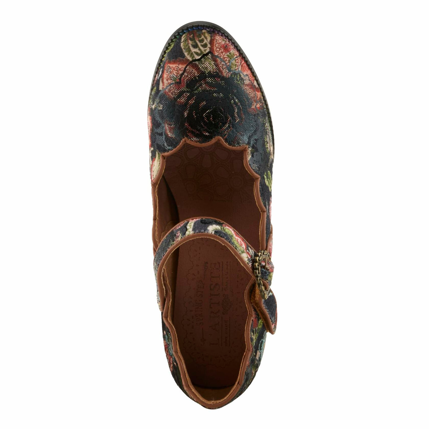 Spring Step L'Artiste Adodora-Prit Mary Jane Pumps | Baroque-Inspired Velvet & Leather Heels TAN MULTI EU 39 / US 8.5