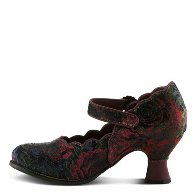 Spring Step L'Artiste Adodora-Prit Mary Jane Pumps | Baroque-Inspired Velvet & Leather Heels Plum Multi EU 40 / US 9