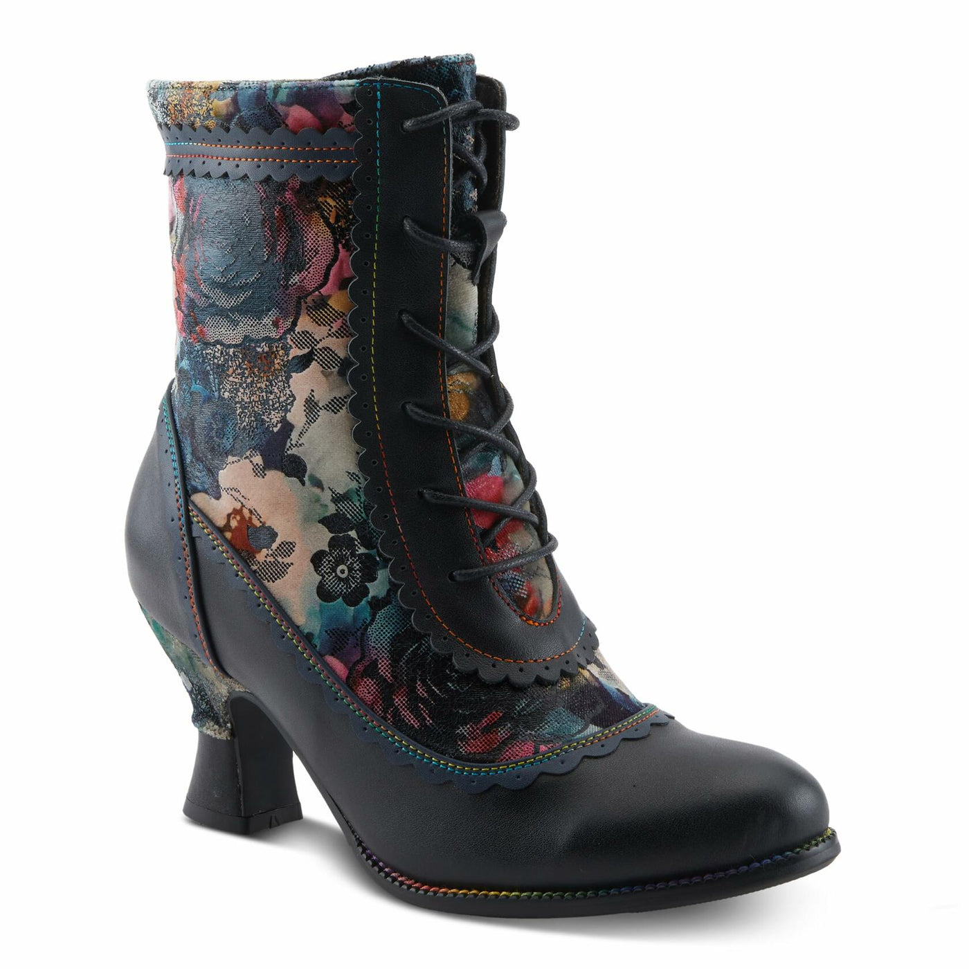 Spring Step L'Artiste Bewitch-Prit Boots | Elegant Hand-Painted Leather Ankle Booties NAVY MULTI EU 42 / US 10.5-11