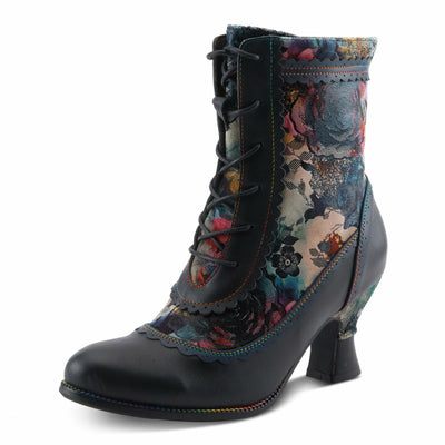 Spring Step L'Artiste Bewitch-Prit Boots | Elegant Hand-Painted Leather Ankle Booties NAVY MULTI EU 37 / US 6.5-7