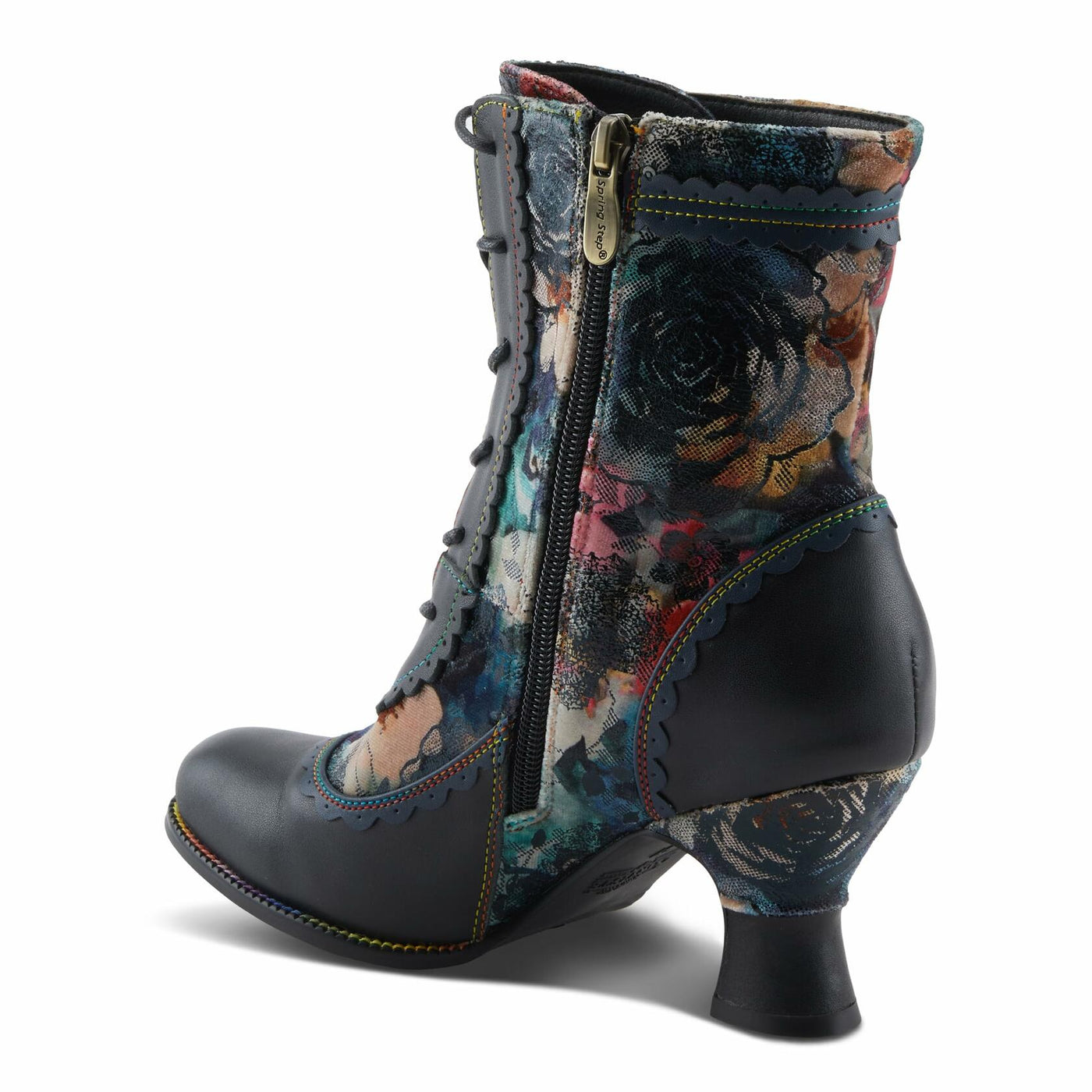 Spring Step L'Artiste Bewitch-Prit Boots | Elegant Hand-Painted Leather Ankle Booties NAVY MULTI EU 37 / US 6.5-7